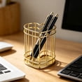 thumbnail image 3 of Gold Heart-Shaped Metal Pen Holder, Wireframe Desk Organizer, Decorative Pen Cup for office, Vanity & Home - for Pens, Makeup Brushes and Small office Supplies, 3 of 9