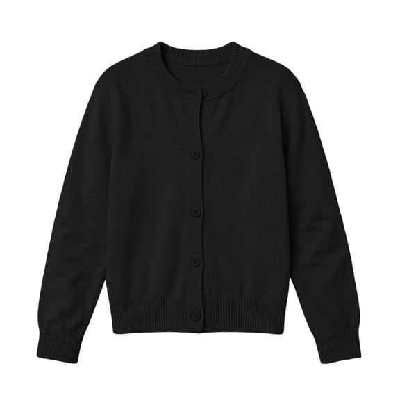 SERTG Girls Long Sleeve Knit Cardigan Crew Neck Button Sweater Soft Solid Color Casual Toddler Kids School Daily Layering Wear Cardigan Tops