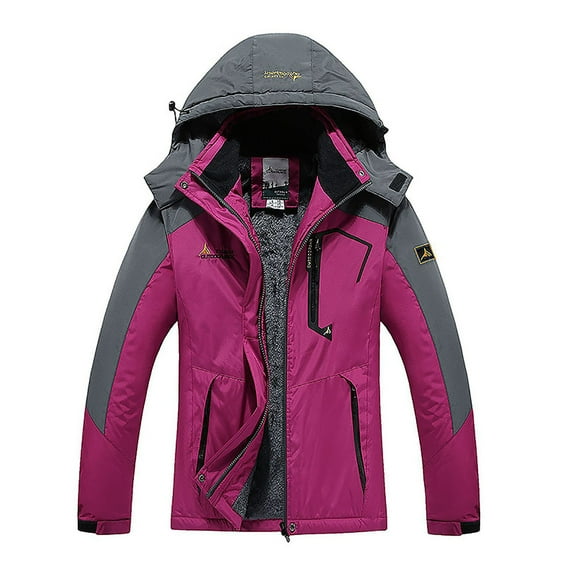YABCSAZ Women Waterproof Rain Jacket Lightweight Fleece Lined Warm Thick Raincoat Softshell Hooded Winter Jacket with Pockets Windbreaker for Outdoor Hiking Mountaineering Suit Ski Suit