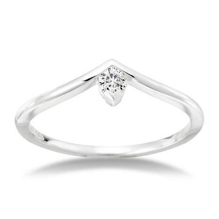 Pear Solitaire Promise Ring - White Gold
