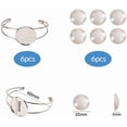 thumbnail image 2 of Pulseras de brazalete con bisel de 0,8 pulgadas y 6 cabujón de cristal transparente redondo de 20 mm para hombres y mujeres, color plateado., 2 of 9
