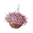 thumbnail image 4 of Flores artificiales colgantes en cesta con forro de coco para jardín y césped. Rosa, 4 of 9