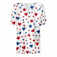thumbnail image 5 of Patriotic Shirt for Womens Heart Star Print Half Button V Neck Short Sleeve Loose Fit Tops Blue M, 5 of 5