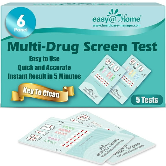 Easy@Home 6 Panel Urine Drug Test Kit for Marijuana, Amphetamine, Benzodiazepines, Cocaine, Opiate, Methamphetamine, 5 Pack