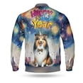 thumbnail image 2 of Happy New Year with Shetland Sheepdog Fireworks Holiday Xmas Winter 2025 All Over Print 3D Baseball Jacket Sheltie Dog Lover Gifts Bomber Jacket Softball - 00025, 2 of 6