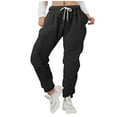 thumbnail image 2 of Luowei Womens Thermal Underwear Bottoms, Black Loose Straight Leg Pants, Women Warm Fitness Sport Leggings Winter Fleece Legging Pants, L, 2 of 6
