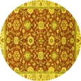 thumbnail image 1 of Ahgly Company Indoor Round Oriental Yellow Traditional Area Rugs, 4' Round, 1 of 4