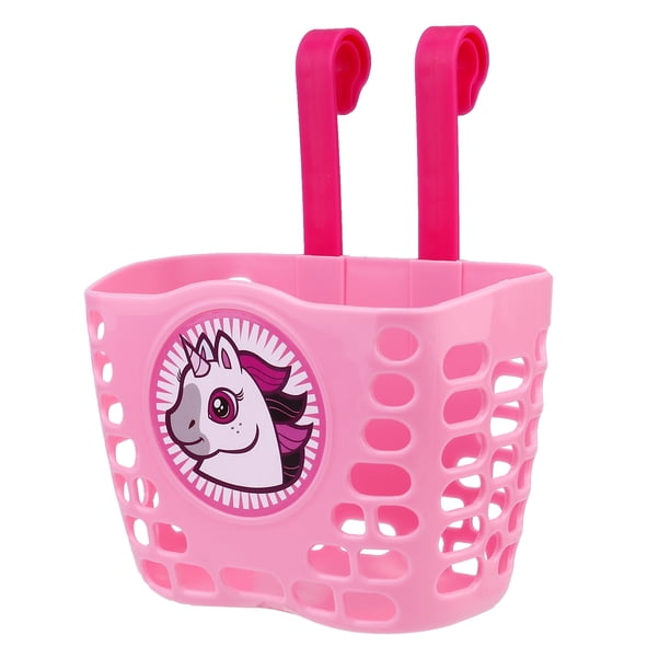 Panier Vélo Enfant Tressé – 21x16x14,5 Cm, Rose, Autocollants, Cloche, Rubans, Pour Vélos 10-20 Pouces, DIY
