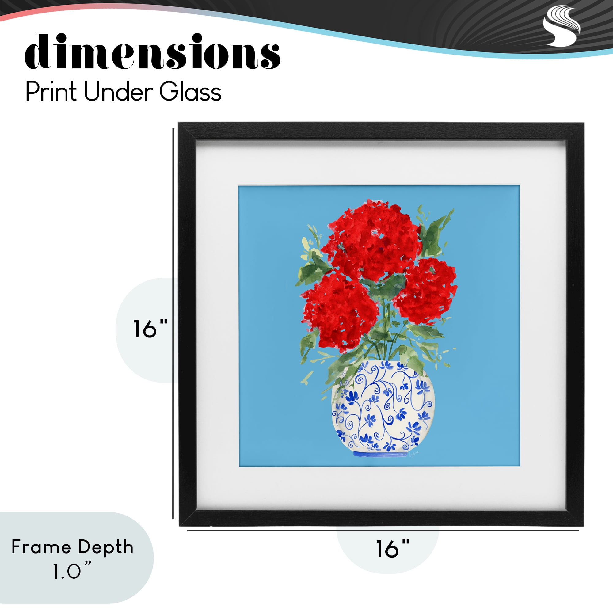 Stupell Industries Bold Red Hydrangea Trio Black Framed Print Under Glass, design by Lucille Price