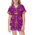 thumbnail image 1 of HNMKIU Tenues Imprimées pour Filles Ensemble 2 Pcs Col Rabattu Confortable Tenue Décontractée pour Enfants Tout-Petits Maison Quotidienne Violet, 2-3 Ans, 1 of 4