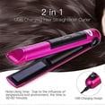 thumbnail image 2 of Plancha de pelo con peine térmico y temperatura ajustable, recargable por USB, color negro., 2 of 5