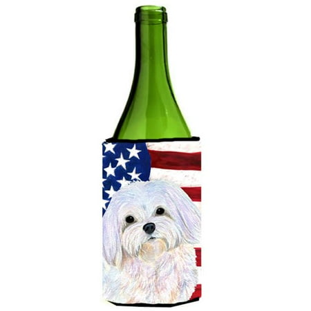 

Usa American Flag With Maltese Wine bottle sleeve Hugger - 24 oz.