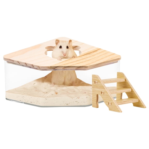 Hamster Sand Bath Container Small Animal Sand Bath Shower, Hamster Sand Box with Ladder for Easy Cleaning, Perfect for Dwarf Hamsters, Gerbils, and Chinchillas Pet Bathing Accessories (1 Pcs)