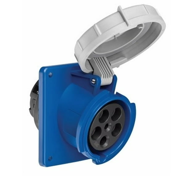 Eaton AH560R9W Pin and Sleeve Receptacle, 60A 120/208V, 3 phase, 4 pole 5 wire, Blue