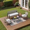 thumbnail image 5 of Lofka Patio Furniture Set, 4-Piece Outdoor Sectional Furniture Set with Coffee Table for Conversation & Dining, Gray Rattan, 5 of 8