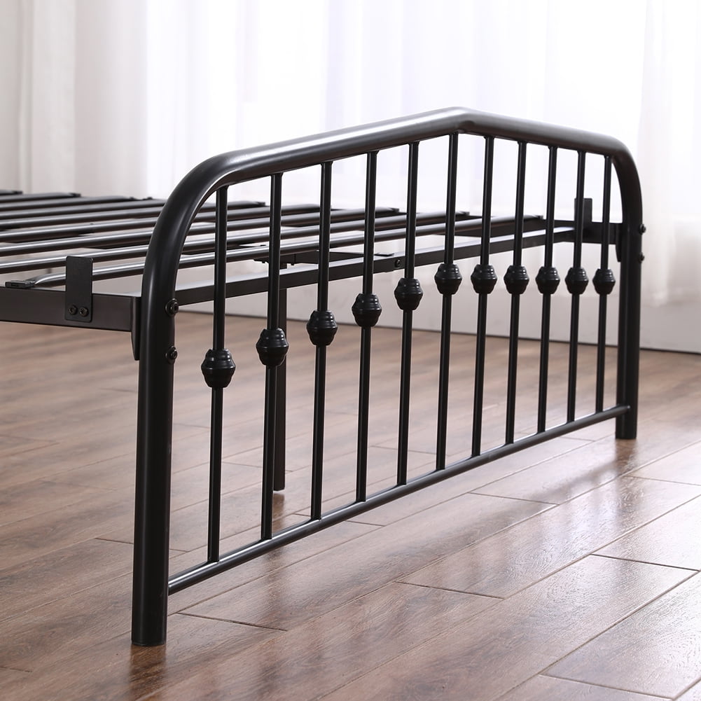 Lowestbest Single-Layer Curved Frame Bed Head and Foot Center Raised Vertical Pipe with Ball Decoration, Full Iron Bed (Black) Lowestbest Single-Layer Curved Frame Bed Head and Foot Center Raised Vertical Pipe with Ball Decoration, Full Iron Bed (Black)