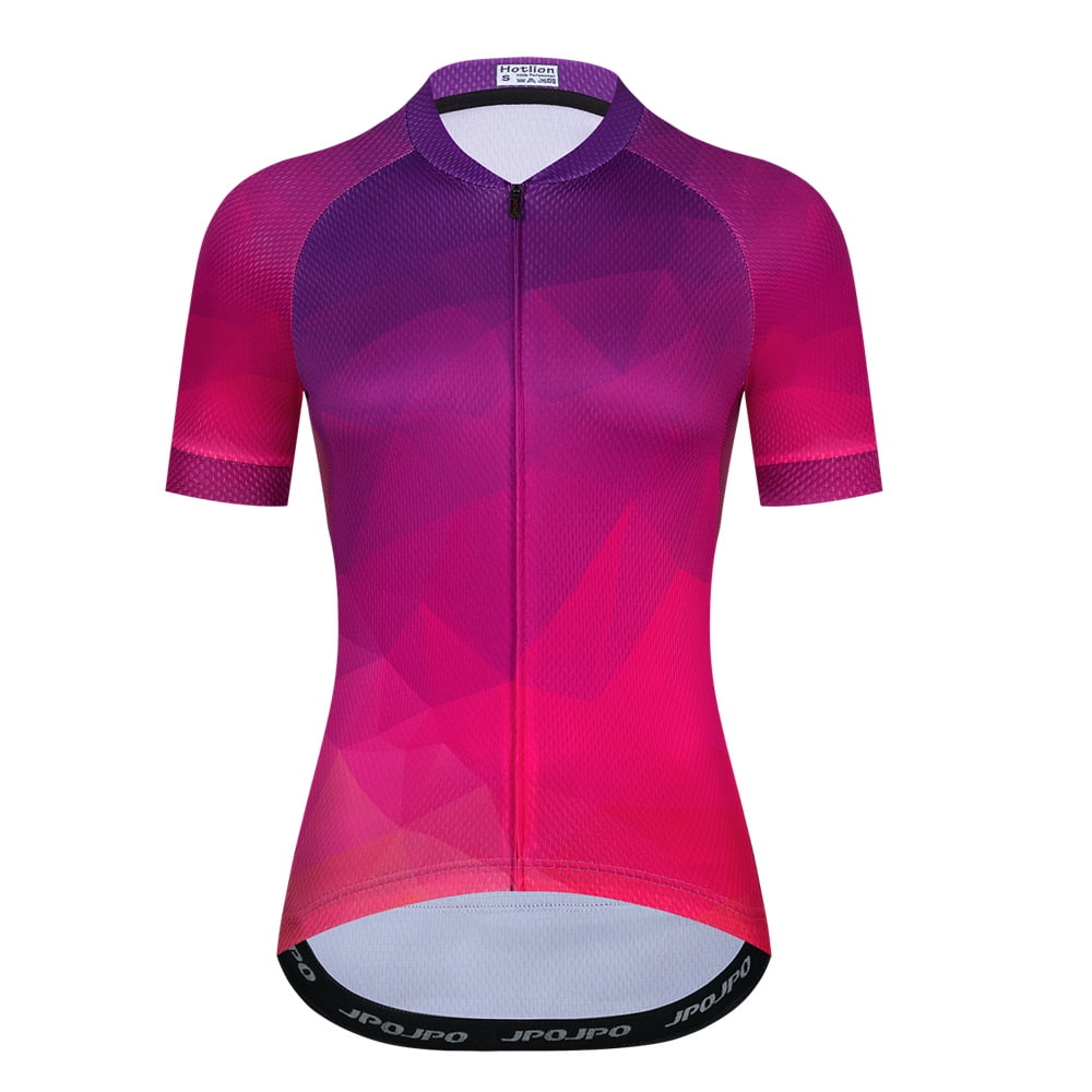 Womens Cycling Jersey Short Sleeve Shirt MTB Bike Bicycle Full Zipper Top Ladies 
