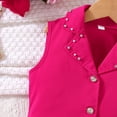 thumbnail image 6 of BLVB Summer Clothes for Girls Toddler Kids 2 Piece Outfits Sleeveless Button Vest with Pleated Skirts Sets for Party, 6 of 7