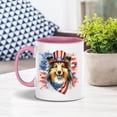thumbnail image 2 of Patriotic Shetland Sheepdog Celebrates 4th of July 11oz Accent Two-tone Mug Sheltie Dog Lover Gifts Coffee Tea Cup - 02009, 2 of 5