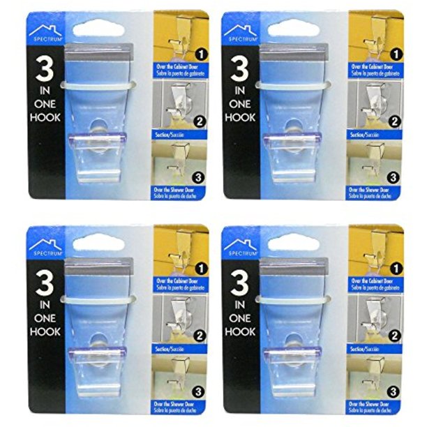 Set Of 4 3 In One Over The Cabinet Door Single Hook W Removable Suction Cup Com 3 In One Over The Cabinet Door Single, Over The Cabinet Door Single Hook