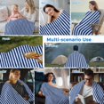 thumbnail image 5 of Dark Blue Striped Cooling Blanket, Lightweight Breathable Summer Throw Blanket with Double Sided Cold Effect, Modern Beige Geometric Country Picnic Beach Blankets Bed Sheet for Hot Sleepers 50"x60", 5 of 8