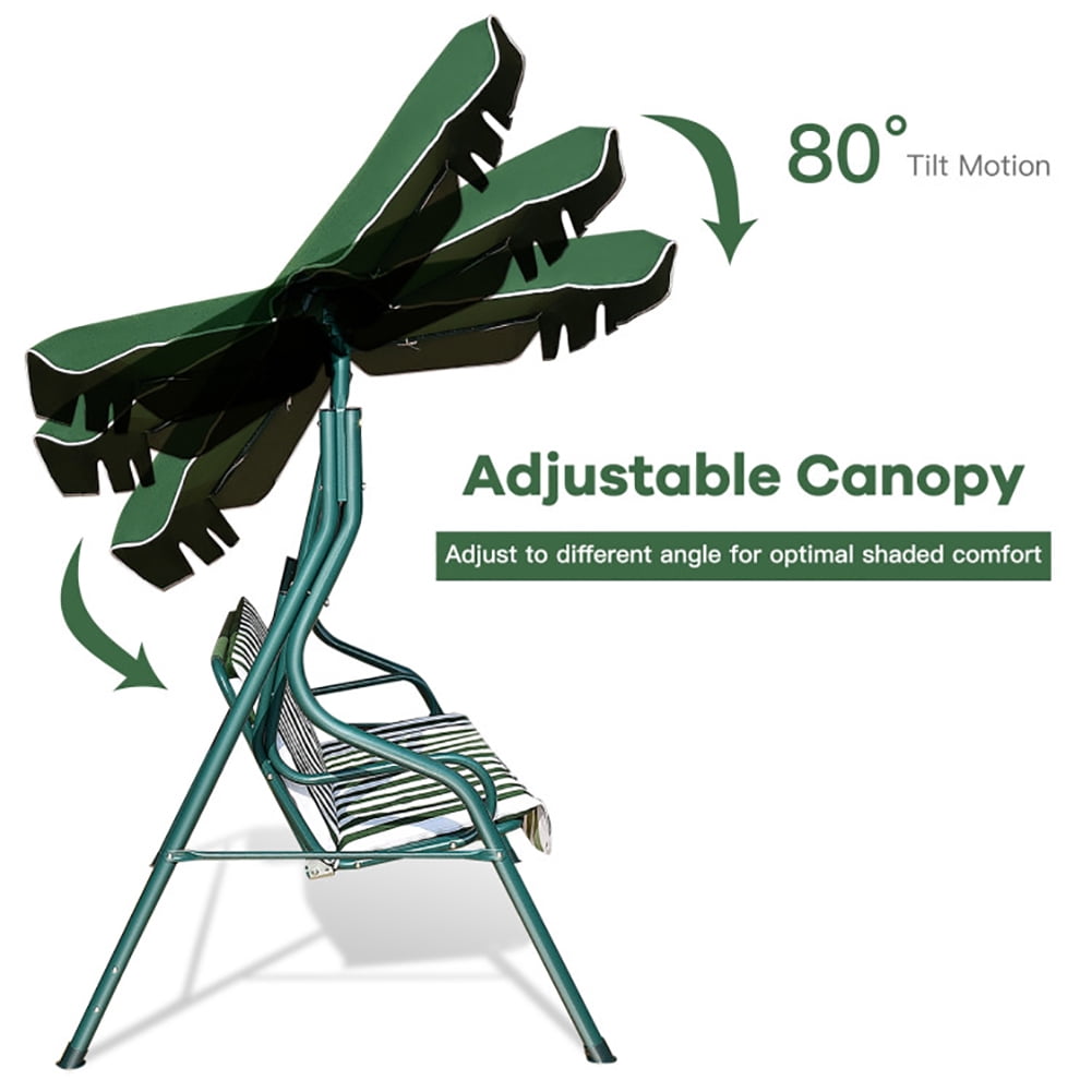Aimee Lii 3 Seats Patio Canopy Swing, Swing Chair Outdoor, Green Aimee Lii 3 Seats Patio Canopy Swing, Swing Chair Outdoor, Green