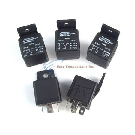 5 Pack Audiopipe 12 Volt 5 Pin SPDT 30 - 40 Amp Relay Socket Auto Car