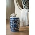 thumbnail image 3 of Blue and White Asian Style Stool Indoor Outdoor Multi Purpose Versatile Design Sturdy Glazed Porcelain Finish 11" x 11" x 16", 3 of 8