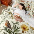 thumbnail image 4 of Feelyou Rustic Groovy Flower Bedding Comforter Set 7pcs, Chinese Style Queen Bedding Sets, 4 of 8