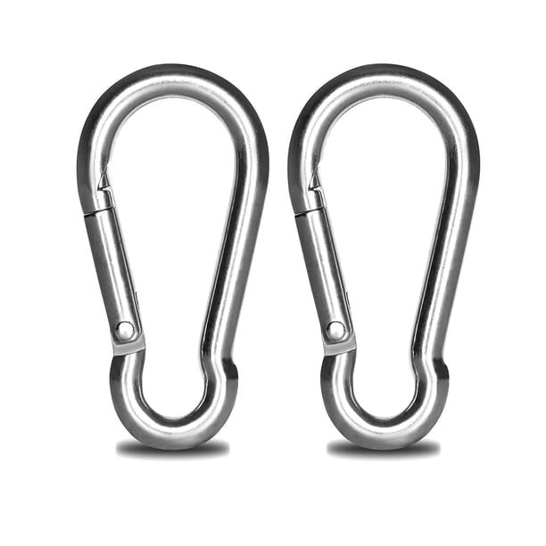 Mosquetón de acero inoxidable 304 (paquete de 2), gancho resistente de 5.5 pulgadas con resorte, mosquetones grandes para camping, columpios, hamacas, senderismo, viajes, levantamiento de pesas y