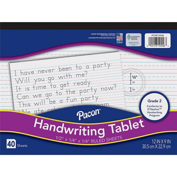 Dixon Ticonderoga - Pacon PACCAR12556 Learn to Write Dnealian Writing Tablet, 40 Sheet