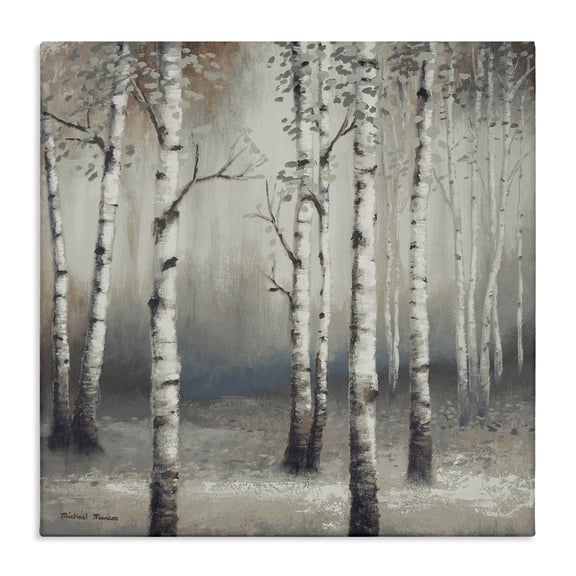 Stupell Industries Traditional Birch Trees with Misty Haze Canvas Art, 24 x 24, by Michael Marcon
