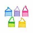 thumbnail image 1 of 5-PCS Colorful Mesh Beach Bags Portable Foldable Sea Shell Bag with Adjustable Carrying Straps / Toy Storage Bag Yellow, Rose, Purple, Green, Blue Set of 5 Beach Bags, 1 of 4