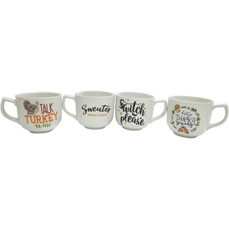 - Thanksgiving Themed Jumbo Mug Set, 4-Pack