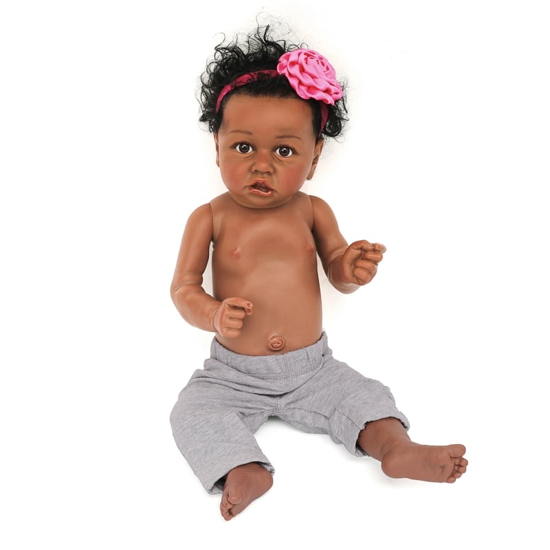 23" Black Dolls Toddler Boys Silicone Full Body Reborn Baby Dolls Realistic Boys