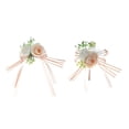 thumbnail image 2 of Conjunto de 2 piezas de ramillete y ramillete de muñeca para boda, flor de pulsera de rosa artificial para novia, alfiler de ramillete para novio, decoración de accesorios de vestido formal, 2 of 6
