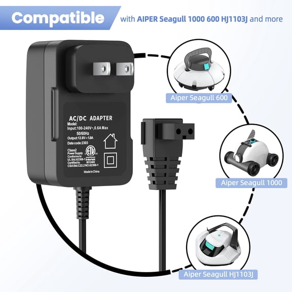 PGENDAR 12.6V Charger Cord Compatible with Osprey 700/ Ofuzzi Cyber 1000 1200 Pro Robotic Pool Cleaner Charger Power Cord Supply