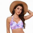 thumbnail image 4 of TOWED22 Bikini Top for Women Bathing Suit Criss Cross Self Tie Spaghetti Straps V Neck Purple,L, 4 of 8