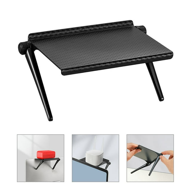 OULII 3Pcs Cabinet Shelf Screen Floating Stand Black ABS Storage Rack for TV or Monitor