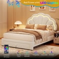 thumbnail image 7 of Full Size Bed Frame for  Velvet Upholstered Headboard with 2 Storage Drawers Princess Style Platform Bed   Wood Slats No Box Spring Needed Easy Assembly,Beige, 7 of 7