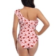 thumbnail image 5 of Rateoe Flowers And Ladybugs Pattern Women One Piece Swimsuits Tummy Control One Shoulder Bathing Suits Ruffle Swimwear-Large, 5 of 6