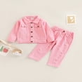 thumbnail image 2 of Toddler Kids Girls Clothes 2Pcs Set Lapel Botton Long Sleeve Denim Jacket Tops Ripped Jeanst Pants Outfits Pink 3-4 Years, 2 of 8