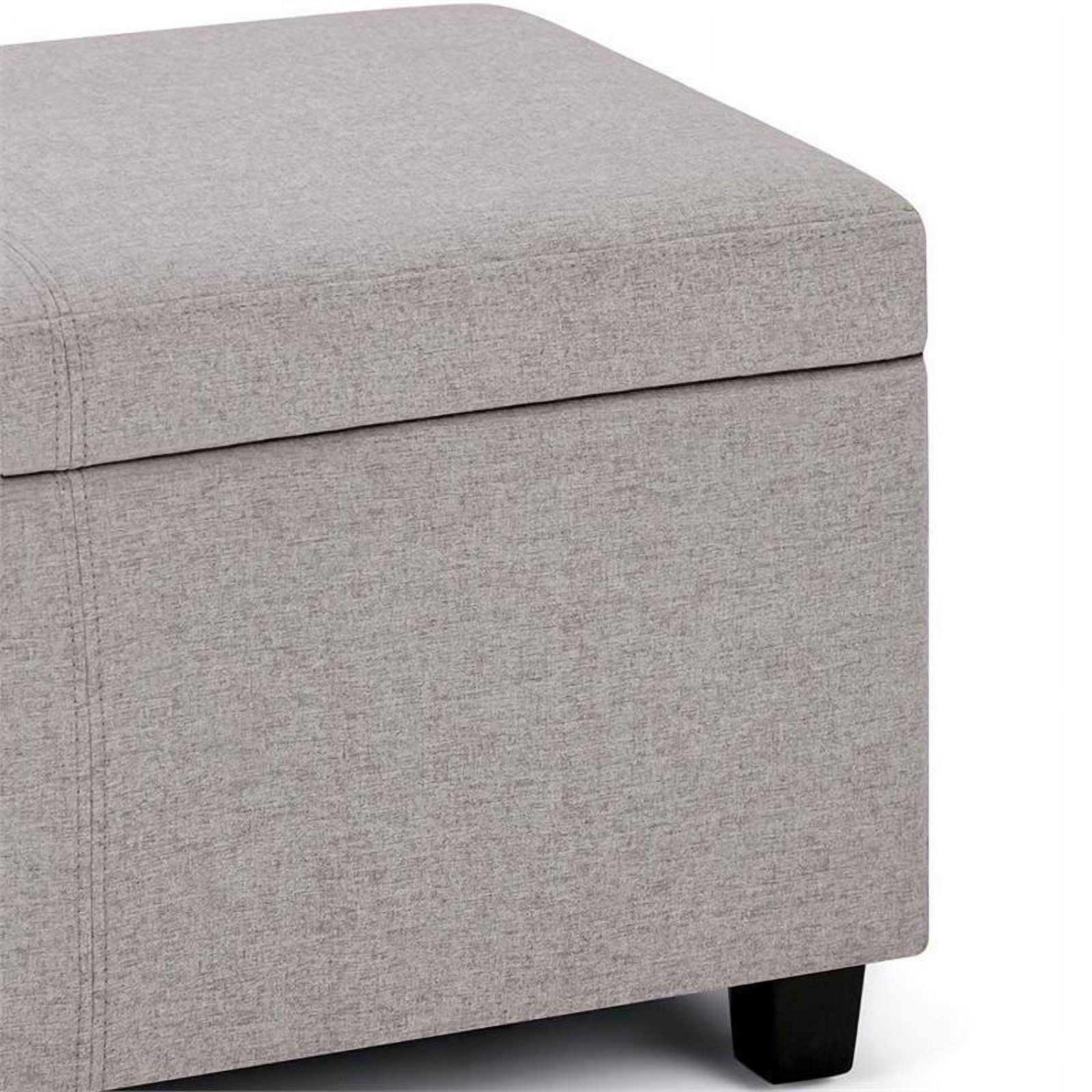 Avalon 48 inch Wide Contemporary Storage Ottoman Bench in Cloud Grey Linen Look Fabric