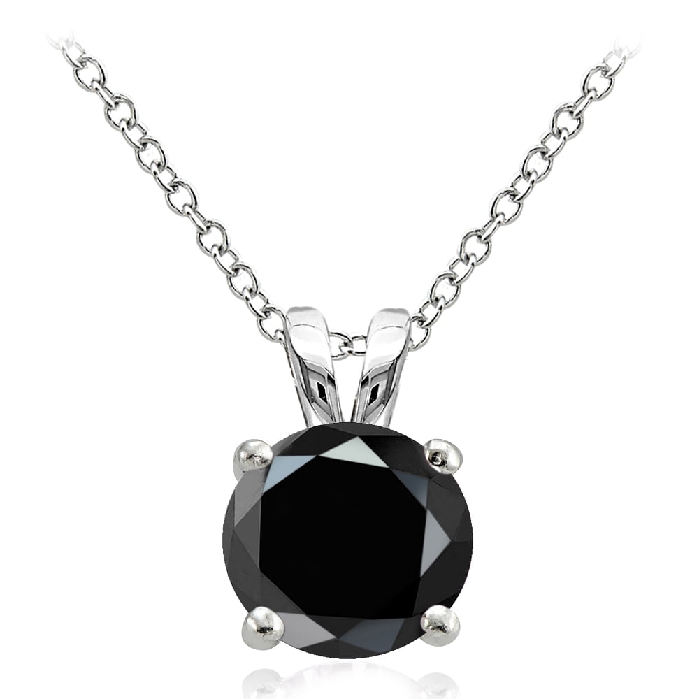 Glitzs Jewels Sterling Silver 4Ct Cubic Zirconia 10MM Round Solitaire Necklace