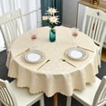 thumbnail image 3 of Romanstile Vinyl Tablecloth Round, Heavy Duty 100% Waterproof Table Cover Wipeable PU Table Cloths for Dining, Kitchen (Rose Beige, 60 inch), 3 of 7