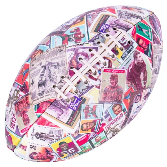 Crown Sporting Goods Vintage Gridiron Legends Football | Official Size 9 Collector's Ball with Air Pump | Features Red Grange, Jim Thorpe, Johnny Unitas, & More