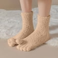 thumbnail image 2 of GigrtiJin Womens Fuzzy Toe Socks Winter Warm Comfy Socks Five Toe Socks Compression Solid Color Casual Funny Tube Socks, 2 of 7