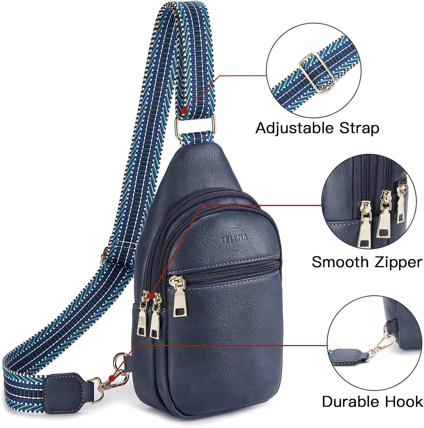 Sling Bag for Women Crossbody Fanny Packs for Women Leather Sling Chest Bag