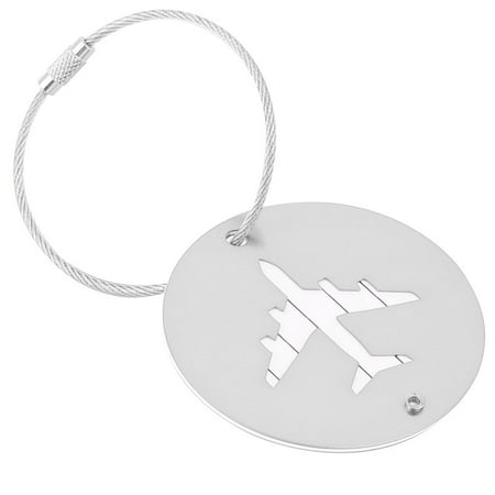 Airport Travel - Travel Aluminium Alloy Round Shaped Airport Luggage Handbag Name Tag Silver Tone