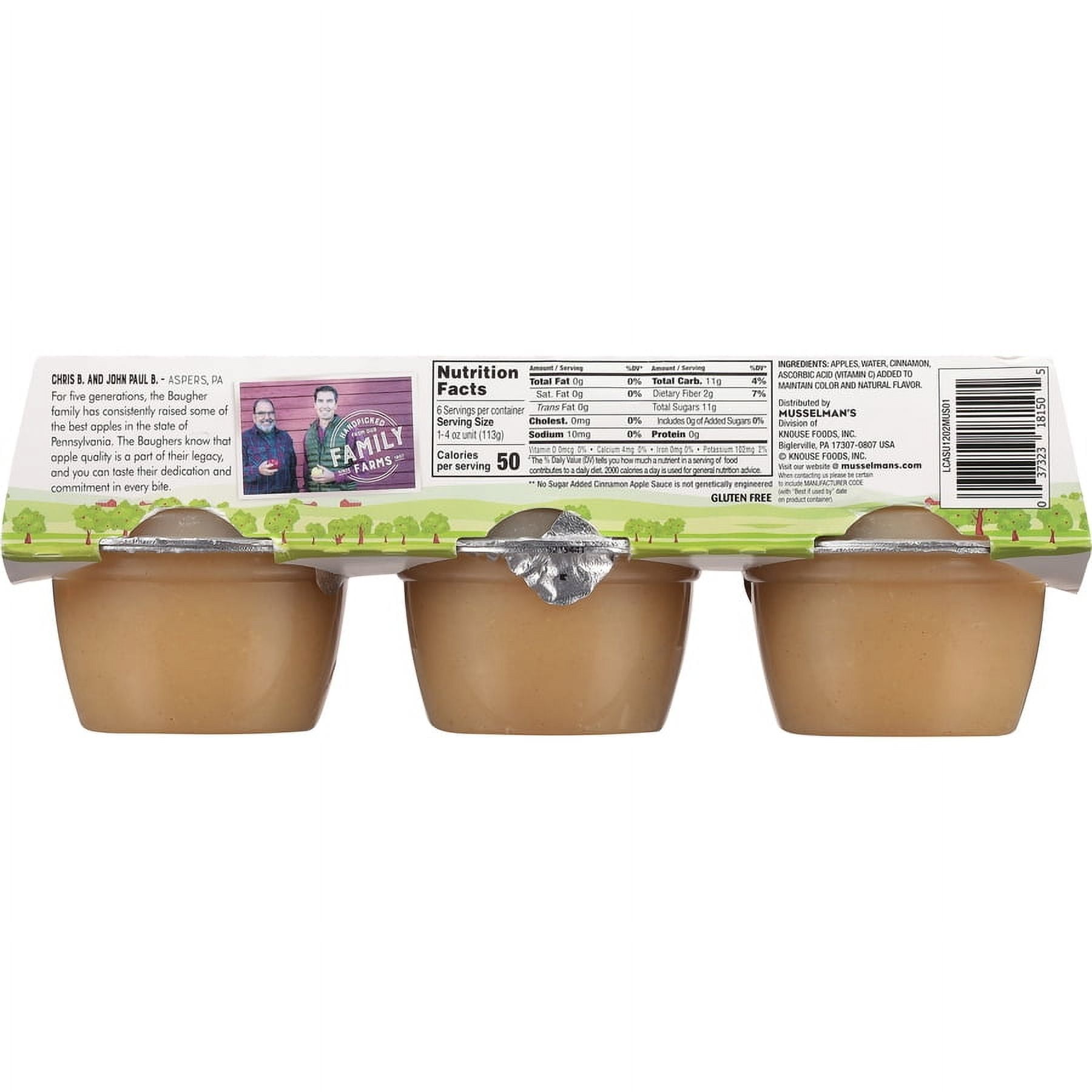 (12 pack) Musselman's No Sugar Added Cinnamon Applesauce 4oz, 6 count